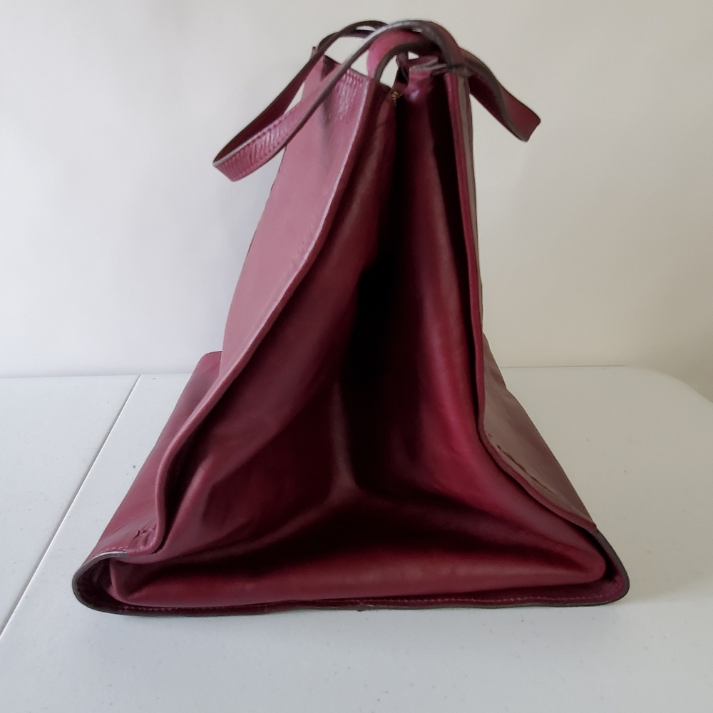 Zara Burgundy Leather Tote Bag - Picture 2 of 13